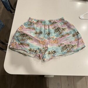 American Eagle Outfitters Pastel Palm Print High Waist Shorts